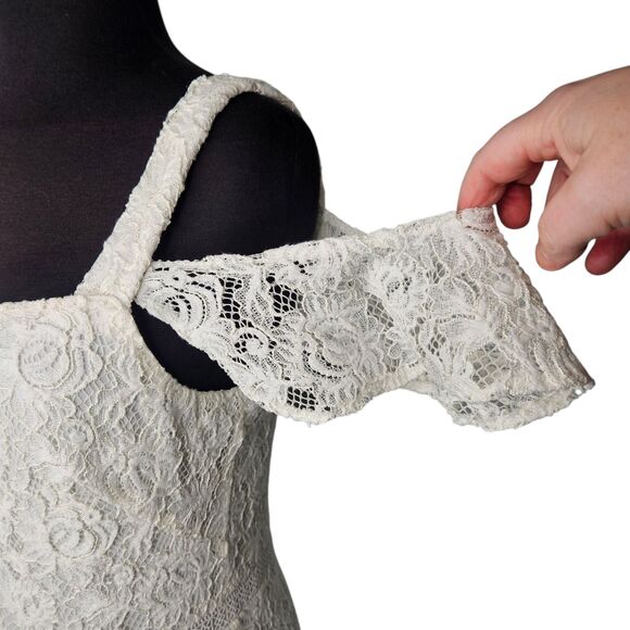 RALPH LAUREN LRL Lace Maxi Dress Size 8 White Sleeveless Elegant Bridal READ - Picture 3 of 12